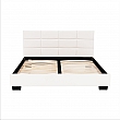 Manželská postel s roštem, 160x200, bílá ekokůže, MIKEL