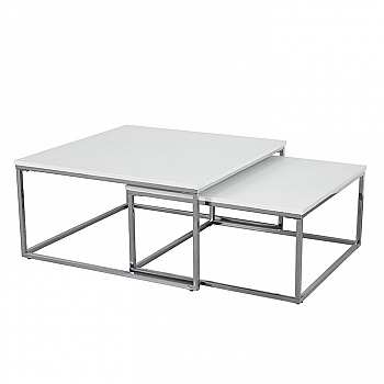Konferenční stolek, chrom / bílá ENISOL TYP 1